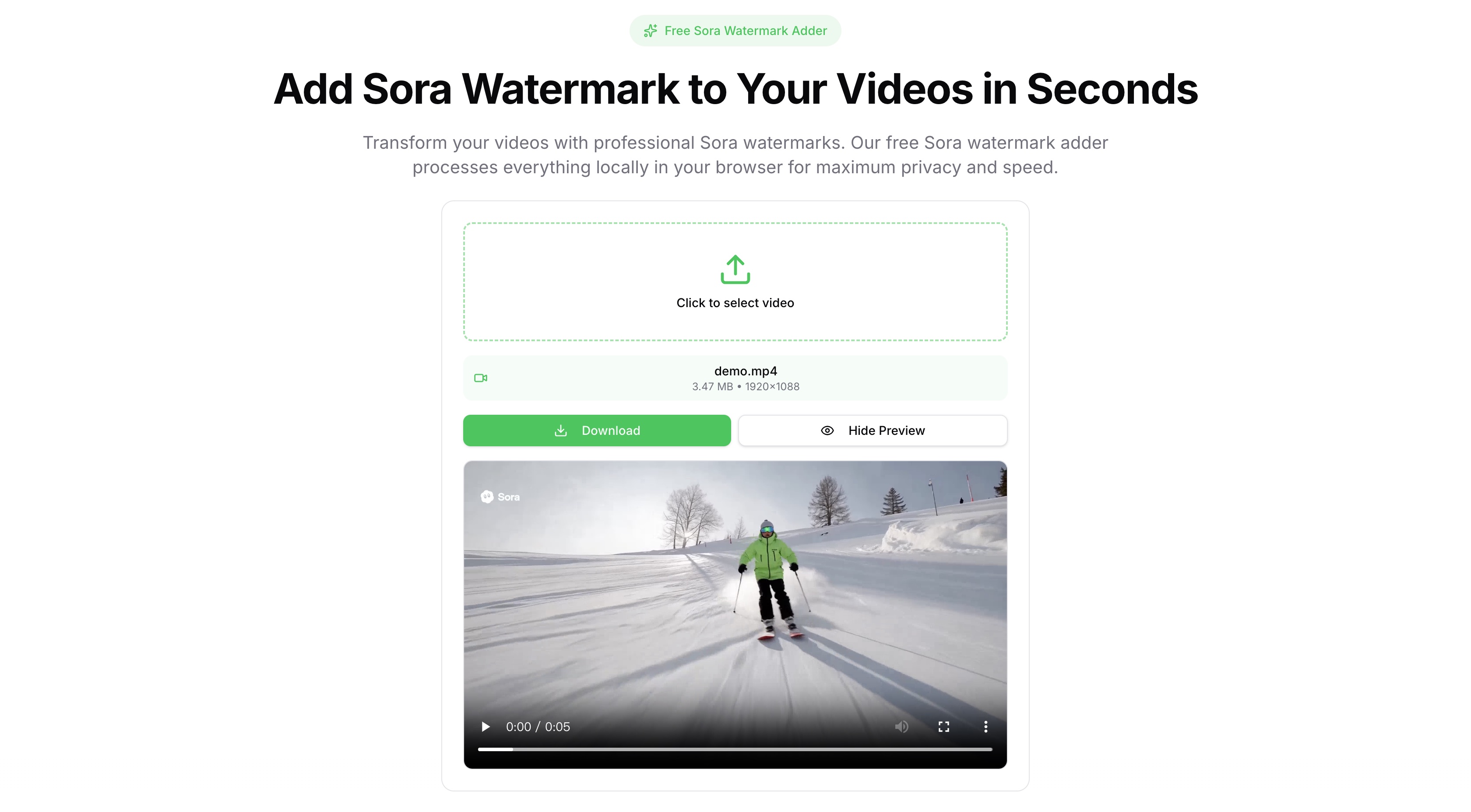 Sora Watermark Adder Home